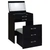 Coaster Fine Furniture 930209 Danbury - 3-Drawer Makeup Vanity & Stool Set - Black High Gloss