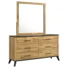 Coaster Fine Furniture 225003M Kaywood - 6-Drawer Dresser And Mirror - Natural Pine