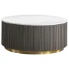 Coaster Fine Furniture 710418-S3 Jason - 3 Piece Round Marble Coffee And End Table Set - White