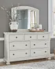 Ashley Furniture B742/31/36/46/78/56/97/92(2) Ashley Furniture B742/31/36/46/78/56/97/92(2) Robbinsdale - 8 Pc. - Dresser, Mirror, Chest, King Sleigh Bed, 2 Nightstands - Antique White