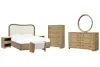 Pulaski Furniture BP432-170QN-KIT22 Pulaski Furniture BP432-170QN-KIT22 Leeza - Queen Upholstered Panel Bed, 2 Accent Nightstands, Drawer Dresser With Mirror, Drawer Chest And Bench - Brown