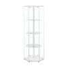 CoasterEveryday 950001 Zahavah - 4-Shelf Hexagonal Clear Glass Curio Cabinet - White