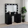 Coaster Fine Furniture 931144 Acena - 7-Drawer Vanity Set With Lighting - Black High Gloss