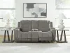 Ashley Furniture PC8350518 Mixed Motion - Power Reclining Loveseat With Console / Adjustable Headrest - Shadow