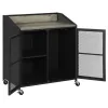 CoasterEveryday 183476 Arlette - 2 Door Mobile Home Bar Wine Cabinet - Sandy Black