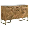 CoasterElevations 951138 Keaton - 3-Door Marble Top Herringbone Accent Cabinet - Natural
