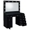 Coaster Fine Furniture 931144 Acena - 7-Drawer Vanity Set With Lighting - Black High Gloss