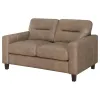 Coaster Fine Furniture 504668 Scotland - Faux Leather Upholstered Track Arm Loveseat - Brown
