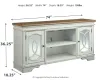 Ashley Furniture W743-68 Realyn - XL TV Stand w/Fireplace Option - Chipped White