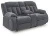 Ashley Furniture PC2140596 Observation - Double Reclining Power Loveseat With Console - Steel