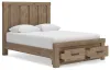 Ashley Furniture PCB2844B4 Oliandon - Queen Panel Storage Bed - Light Brown