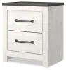 Ashley Furniture B1190-92 Gerridan - Two Drawer Night Stand - White / Gray