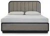 Ashley Furniture B821B4 Rowanbeck - King Upholstered Panel Bed - Gray / Black