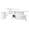 Coaster Fine Furniture 703400 Buckley - 3 Piece Coffee Table And Stools Set - White High Gloss