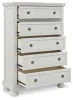 Ashley Furniture B742/31/36/46/78/56/97/92(2) Ashley Furniture B742/31/36/46/78/56/97/92(2) Robbinsdale - 8 Pc. - Dresser, Mirror, Chest, King Sleigh Bed, 2 Nightstands - Antique White
