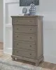 Ashley Furniture B733/31/36/46/57/54/96 Lettner - 6 Pc. - Dresser, Mirror, Chest, Queen Panel Bed - Light Gray