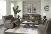 Ashley Furniture 68804/88/86/25 First Base - 3 Pc. - Reclining Sofa, Reclining Loveseat, Rocker Recliner - Gunmetal