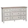 Liberty Furniture 824-BR31 Heartland - 9 Drawer Dresser - Antique White / Tobacco Tops
