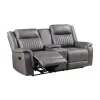 New Classic U2506-25-GRY Enzo - Console Loveseat With Dual Recliners - Gray
