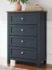 Ashley Furniture B414/21/26/45/53/52/86 Landocken - 6 Pc. - Dresser, Mirror, Chest, Twin Panel Bed - Brown / Blue