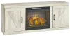 Ashley Furniture EW0331W8 Bellaby - 5-Piece Entertainment Center With Electric Fireplace - Whitewash