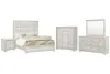 Pulaski Furniture P269-BR-K3-KIT8 Pulaski Furniture P269-BR-K3-KIT8 Camila - King Upholstered Bed, 2 Nightstands, Drawer Dresser With Mirror And Door Chest - Creamy White
