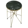 CoasterEssence 936061 Eliska - Round Green Marble Top Accent Side Table - Antique Gold