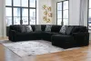 Ashley Furniture 98103S3 Midnight-Madness - 4-Piece Sectional With Raf Corner Chaise - Onyx