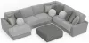 Jackson Furniture Industries 4047/73/59/30/75/28-38 Canyon - 4 Piece Sectional With Cuddler Seat Cushions, Included Accent Pillows And Cocktail Ottoman (Left Side Facing Chaise) - Platinum