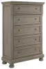 Ashley Furniture B733-46 Lettner - Five Drawer Chest - 2-handles - Light Gray
