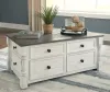 Ashley Furniture T994-20 Havalance - Lift Top Cocktail Table with Storage Drawers - White / Gray