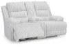 Ashley Furniture PC4280496 Rhines Falls - Double Reclining Power Loveseat With Console - Alloy