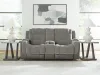Ashley Furniture PC8350518 Mixed Motion - Power Reclining Loveseat With Console / Adjustable Headrest - Shadow