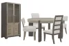 Pulaski Furniture P402230-KIT59 Pulaski Furniture P402230-KIT59 Anderson Park - Round Dining Table With 2 Klismos Dining Chairs, 2 Upholstered Side Chairs And China Cabinet - Moose Trail / Frontier Brown