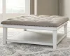 Ashley Furniture T937-21 Kanwyn - Uph Ottoman Cocktail Table - Whitewash