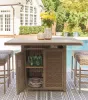 Ashley Furniture P749/665/130(2) Walton Bridge - 5 Pc. - Square Bar Table W/Fire Pit, 4 Barstools - Driftwood