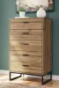 Ashley Furniture EB1866/231/245/155/111/291(2) Ashley Furniture EB1866/231/245/155/111/291(2) Deanlow - 6 Pc. - Dresser, Chest, Twin Platform Panel Bed, 2 Nightstands - Honey