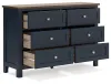 Ashley Furniture B414/21/26/45/53/52/86 Landocken - 6 Pc. - Dresser, Mirror, Chest, Twin Panel Bed - Brown / Blue