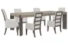 Pulaski Furniture P402240-KIT25 Pulaski Furniture P402240-KIT25 Anderson Park - Leg Dining Table With 6 Upholstered Arm Chairs - Moose Trail / Frontier Brown