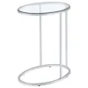 CoasterEveryday 902927 Kyle - Oval Glass Top C-Shaped Sofa Side Table - Chrome