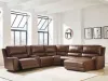 Ashley Furniture PCU62607S6 Ashley Furniture PCU62607S6 DeepWakes - 6-Piece Power Reclining Sectional With RAF Press Back Power Chaise And Storage Console - Canyon