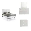 New Classic 00-1840-34N New Classic 00-1840-34N Europa - 5/0 Queen 4 Piece Bedroom Set (Bed, Dresser, Mirror, Nightstand) - White
