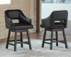 Ashley Furniture D380-924 Tallenger - UPH Swivel Barstool (Set of 2) - Black / Dark Brown