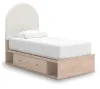Ashley Furniture PCB1566B6 Ashley Furniture PCB1566B6 Arloster - Twin Upholstered Panel Bed With 2 Under Bed Storage Units - Tan / White