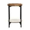 CoasterEssence 931218 Adhvik - Round Side Table With Marble Shelf - Natural And Black