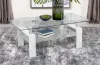 Coaster Fine Furniture 703438 Dyer - 1-Shelf Rectangular Glass Top Coffee Table - White