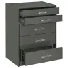 Coaster Fine Furniture 930210 Danbury - 3-Drawer Makeup Vanity & Stool Set - Gray High Gloss