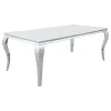 CoasterElevations 115081 Carone - Rectangular Glass Top Dining Table - White And Chrome - Metal And Glass