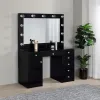 Coaster Fine Furniture 931144 Acena - 7-Drawer Vanity Set With Lighting - Black High Gloss
