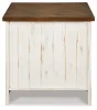 Ashley Furniture T459-3 Wystfield - Rectangular End Table - 2 Doors - White / Brown